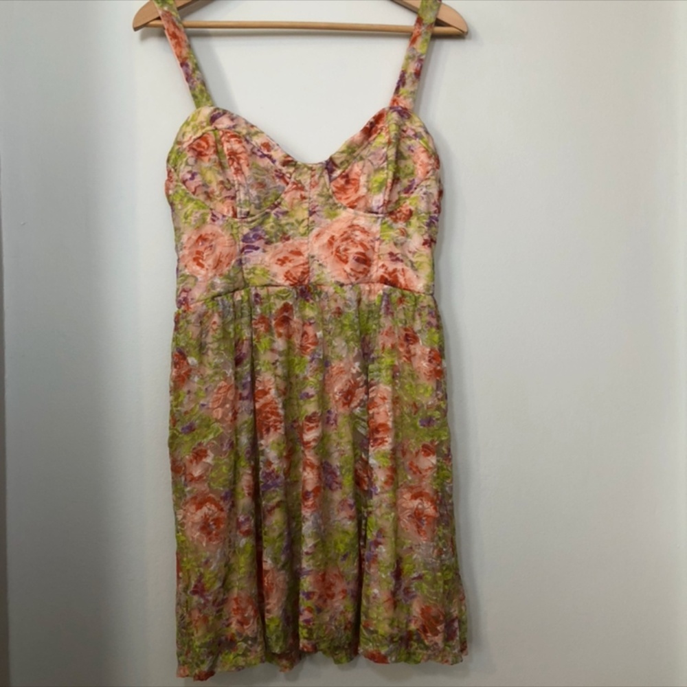 Delia's - Neon Floral Mini Dress Large